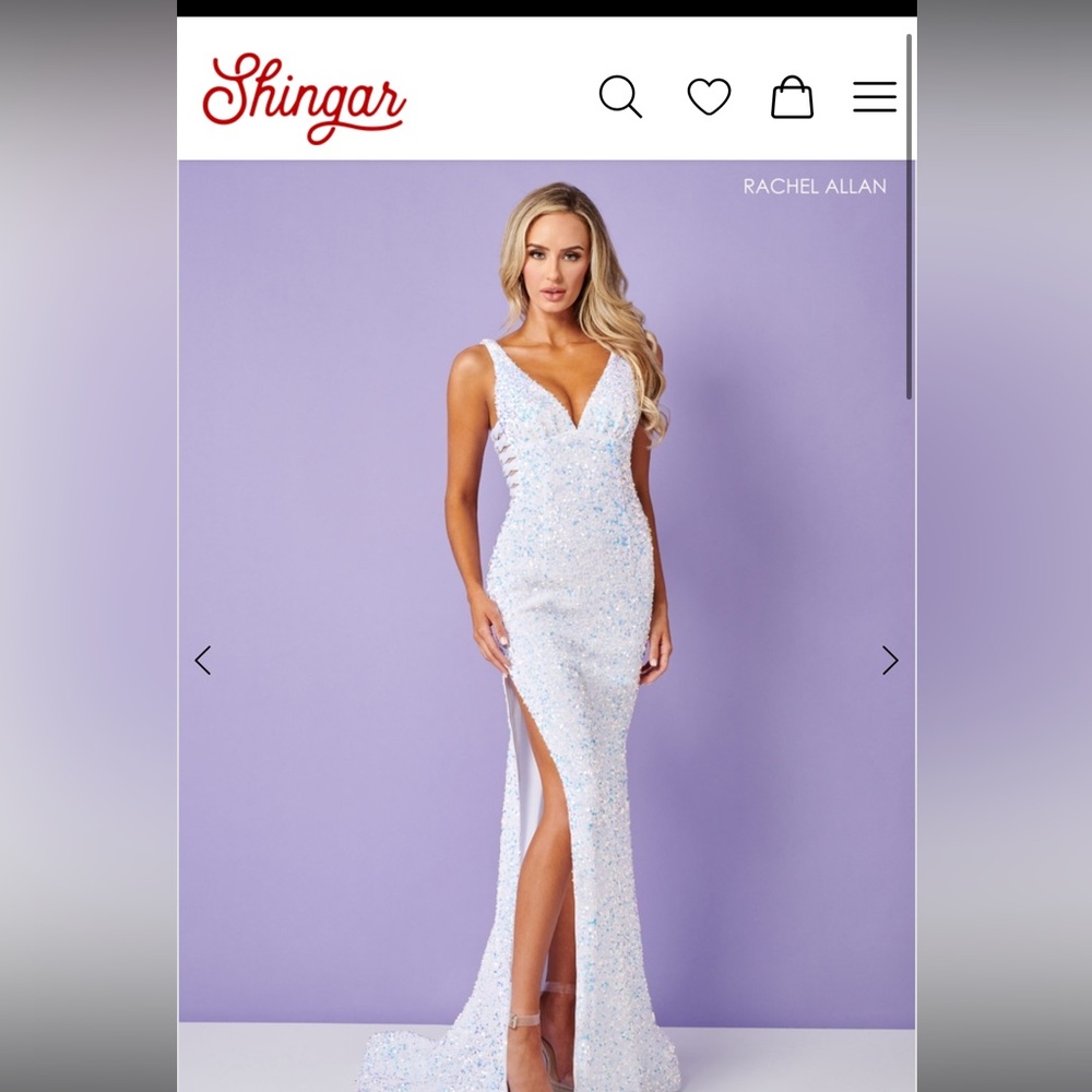 RACHEL ALLAN 70438 white sequin stretch dress 12